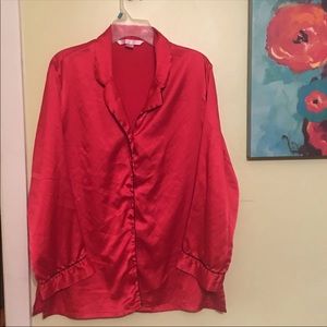 Victoria secret red silk pajamas